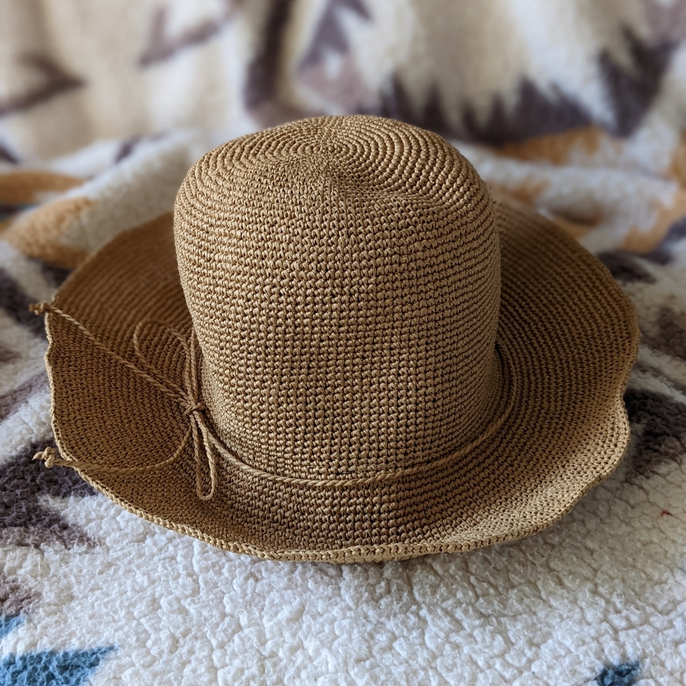 Boardwalk Style Handmade Straw Hat Adjustable Tan OS